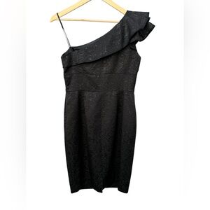 Carmen Marc Valvo Black One-Shoulder Dress